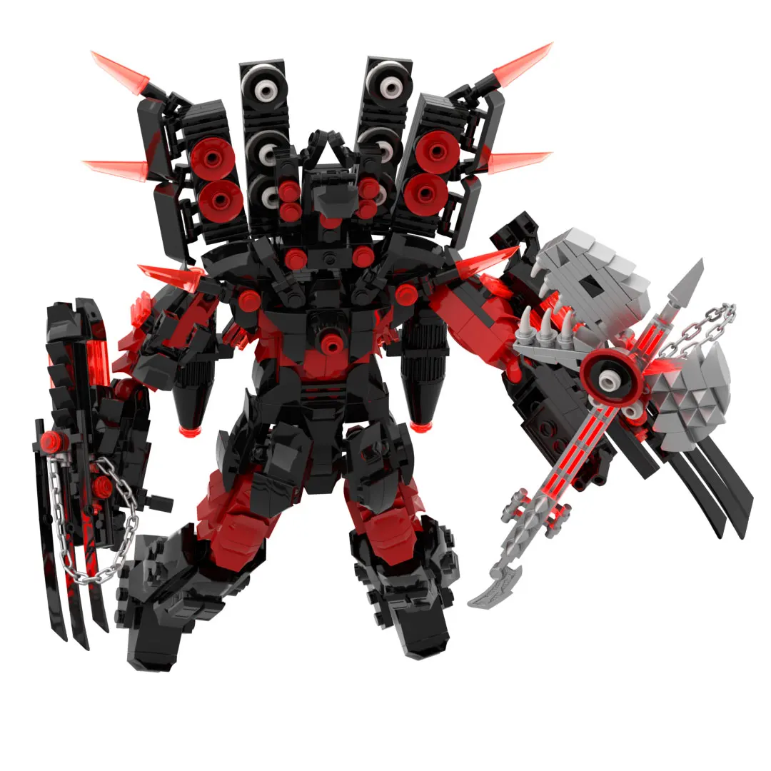 Nowy Zestaw Klocków Titan Guitor Speaker Man Kreatywna Toaleta Skibidi z Siekierą DIY Zabawka z Klocków dla Chłopców Prezent na Boże Narodzenie