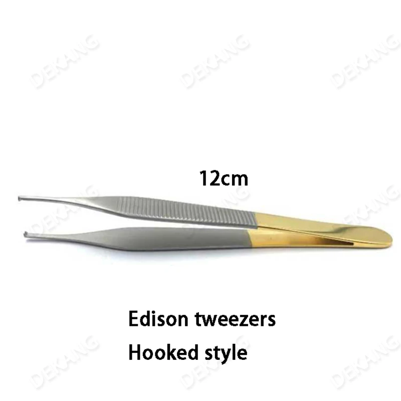 フック歯付きペットエジソンピンセット、歯とフック付きステンレス鋼ピンセット