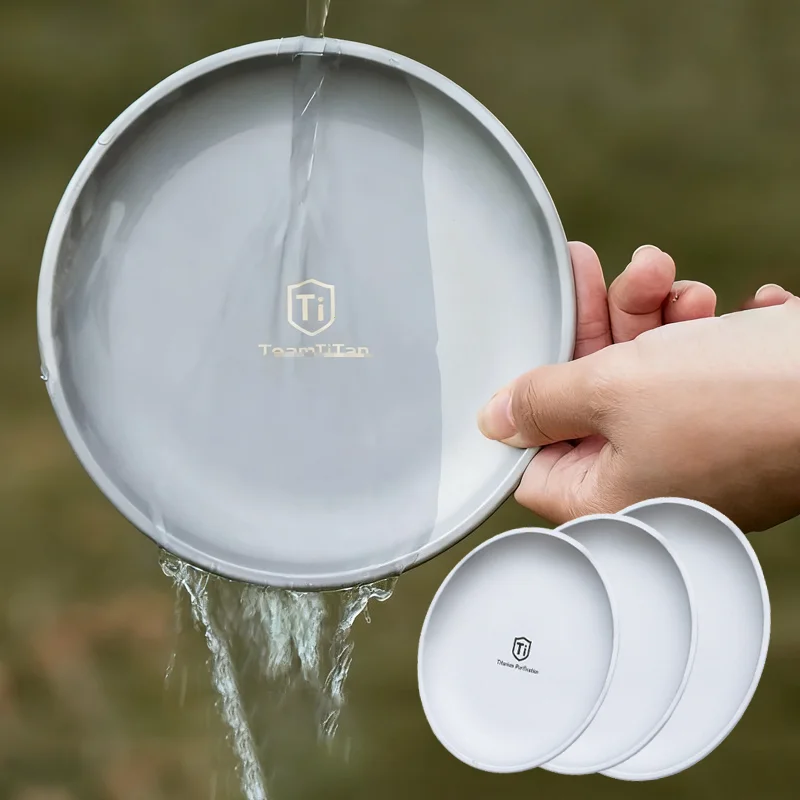 Titanium Plate Stackable Travel Tableware Backcountry Dinnerware Lightweight Backpacking Picnic Equipment Camping Supplies