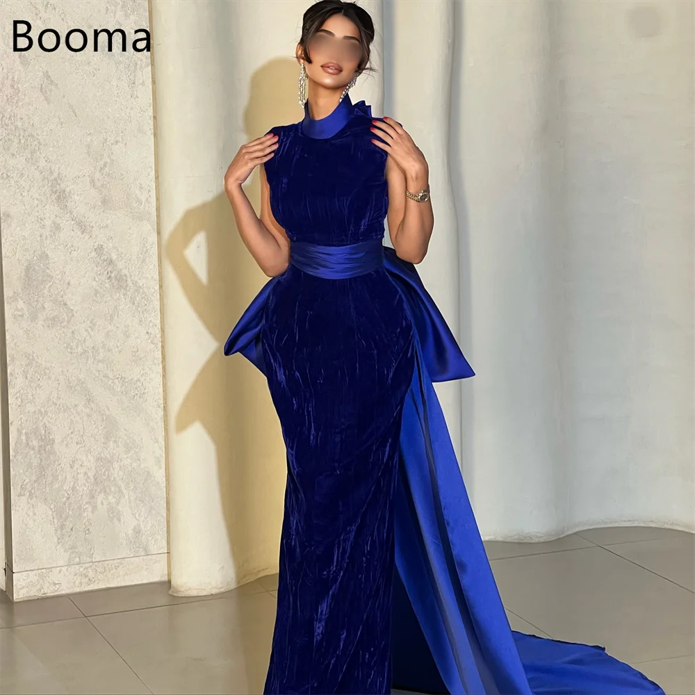 

Booma Elegant Mermaid Sleeveless Backless Velvet Dresses Formal Party Gowns for Women Simple Prom Gown Customize
