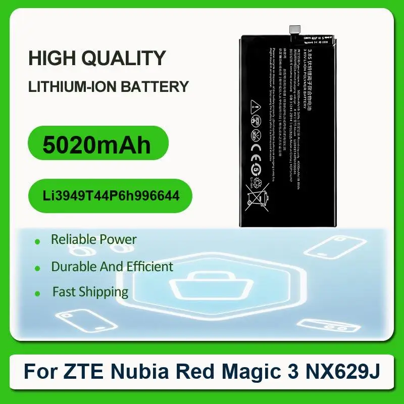 Replacement Mobile Phone Battery For ZTE Nubia Red Magic 3 Magic3 NX629J Li3949T44P6h996644 5020mAh