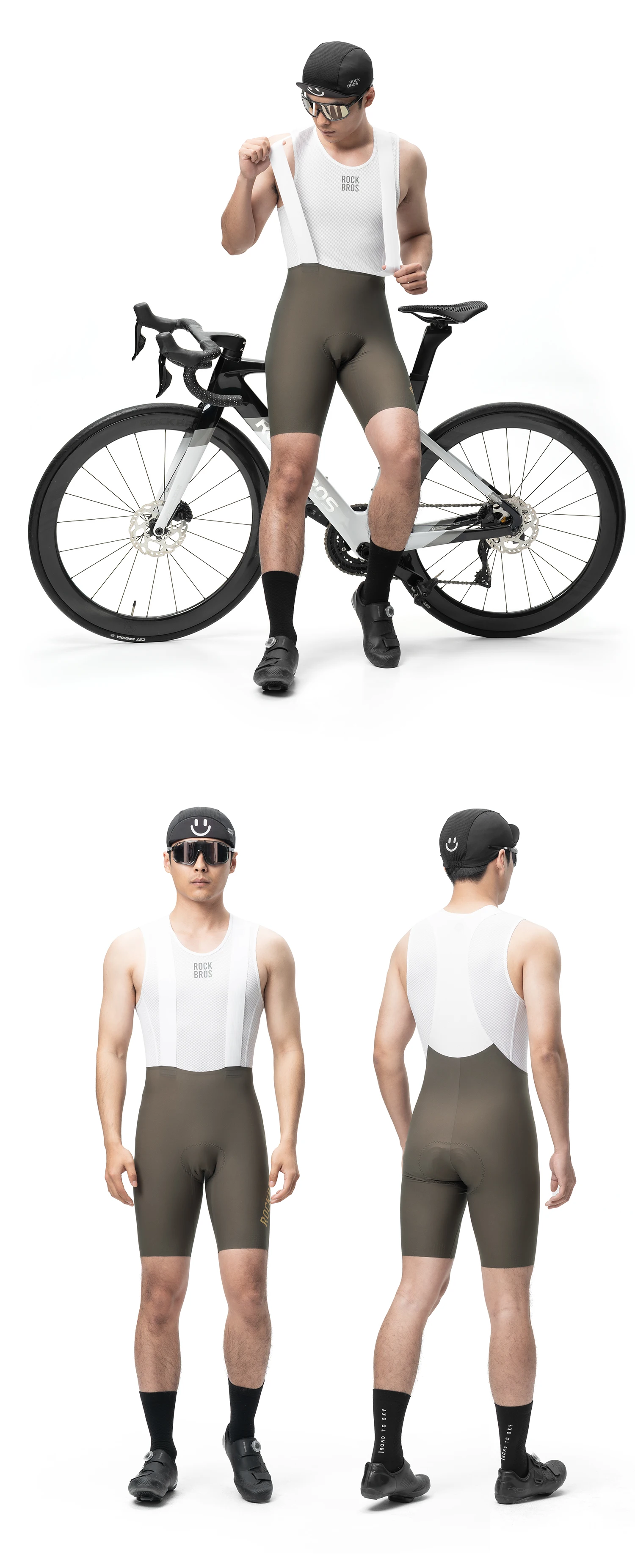 ROCKBROS Herren Fahrrad-Trägerhose Nahtlos mit Italienischer Polsterung Atmungsaktive Leichte Fahrradshorts – Detail 12