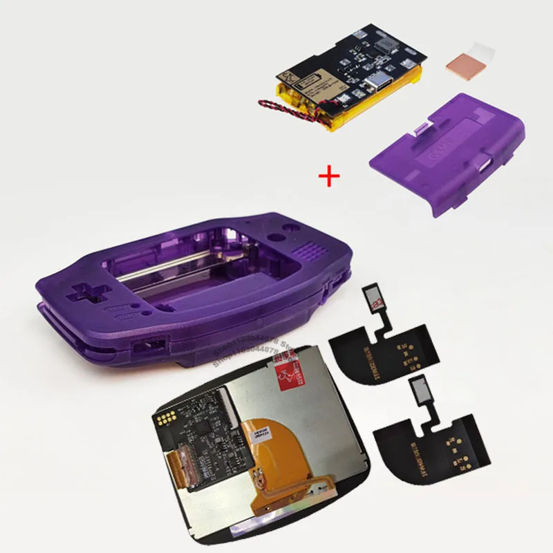 IPS V4 Pre-gelamineerde scherm LCD-schaalsets 1800mAh ingebouwde lithium batterij met Type C oplaadpoort batterijdeksel voor GBA