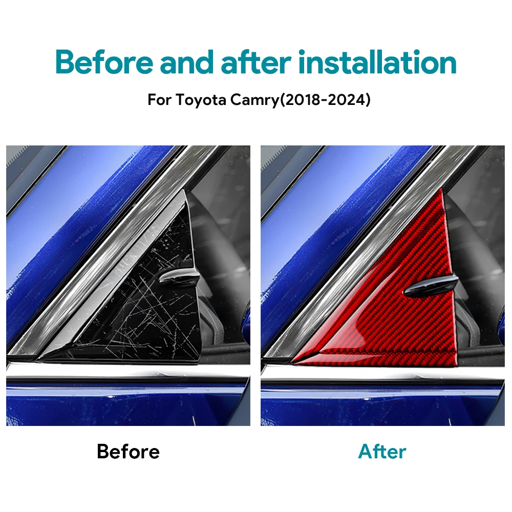 Real Soft Carbon Fiber For Toyota Camry 2018 2019 2020 2021 2022 2023 2024 LHD RHD Car A-pilar Triangle Panel Interior Trim