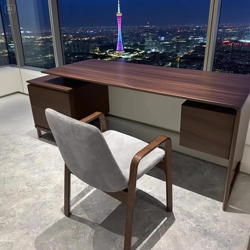 頑丈な収納付きエグゼクティブデスク、モダンで安価な木製大型オフィスデスク、引き出し付き高級デスク、オフィス家具