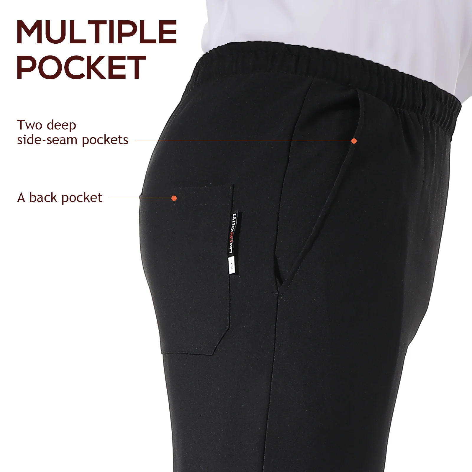 um par de pantalones de trabajo de chef, pantalones cargo sueltos de material transpirable para mujer (negro)