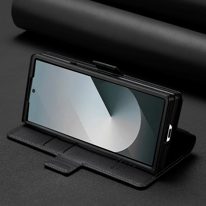 Magnetic Flip Leather Phone Cover For Samsung Galaxy Z Fold6/Z Fold 5 Built-in Wallet Card With Pen Slot(Excluding Pen)