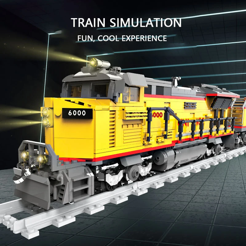 Creative Train AC6000 Building Blocks MOC Remote Control Locomotive Track Bricks Model Assembling Toys for Boy Birthday Gift Set