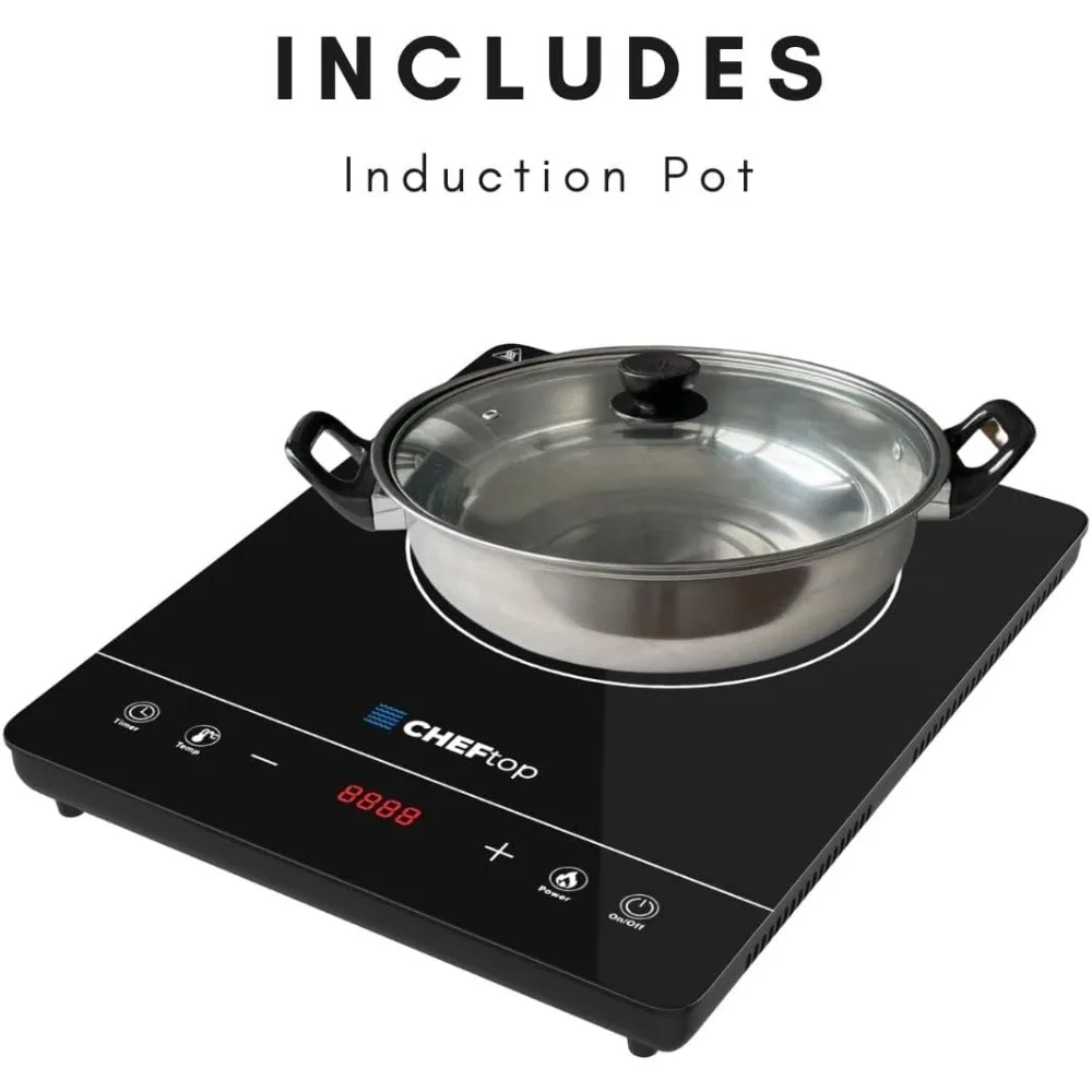 Cheftop Induction Cooktop Portable Induction Burners 120V Digital Ceramic Top with Kids Safety Lock,1800 Watt