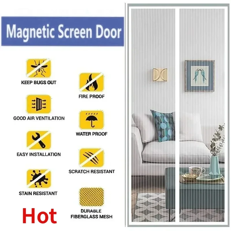 Window Curtains Magnetic Mosquito Net Door 80/90/100 Cms Automatic Closing Curtain Shades Screen Home Textile Garden