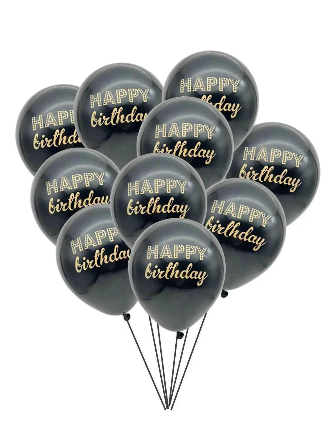 1 Beutel Schwarze 10-Zoll „Happy Birthday“ Konfetti-Latexballons für Erwachsenen-Geburtstagsfeiern, DIY-Heimpartys, Jubiläumsdekorationen – Detail 5