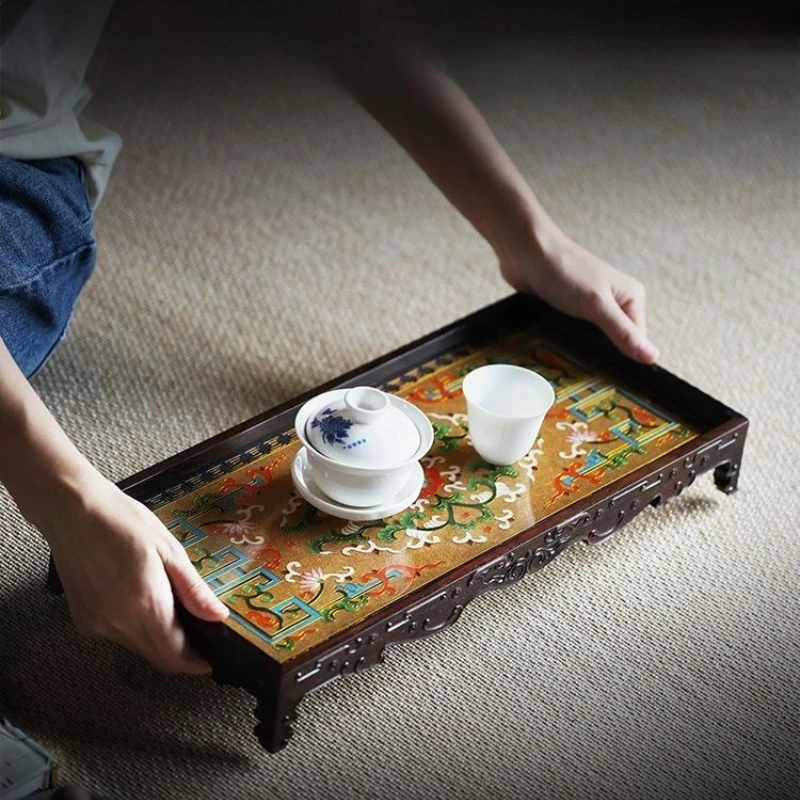 

Tea tray high-grade mahogany dry brewing table Chinese style, study tea room solid wood, tray bright red