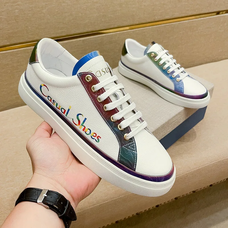 

High-end men's casual shoes new small white shoes men's board shoes Korean version of natural leather fashion casual shoes A3