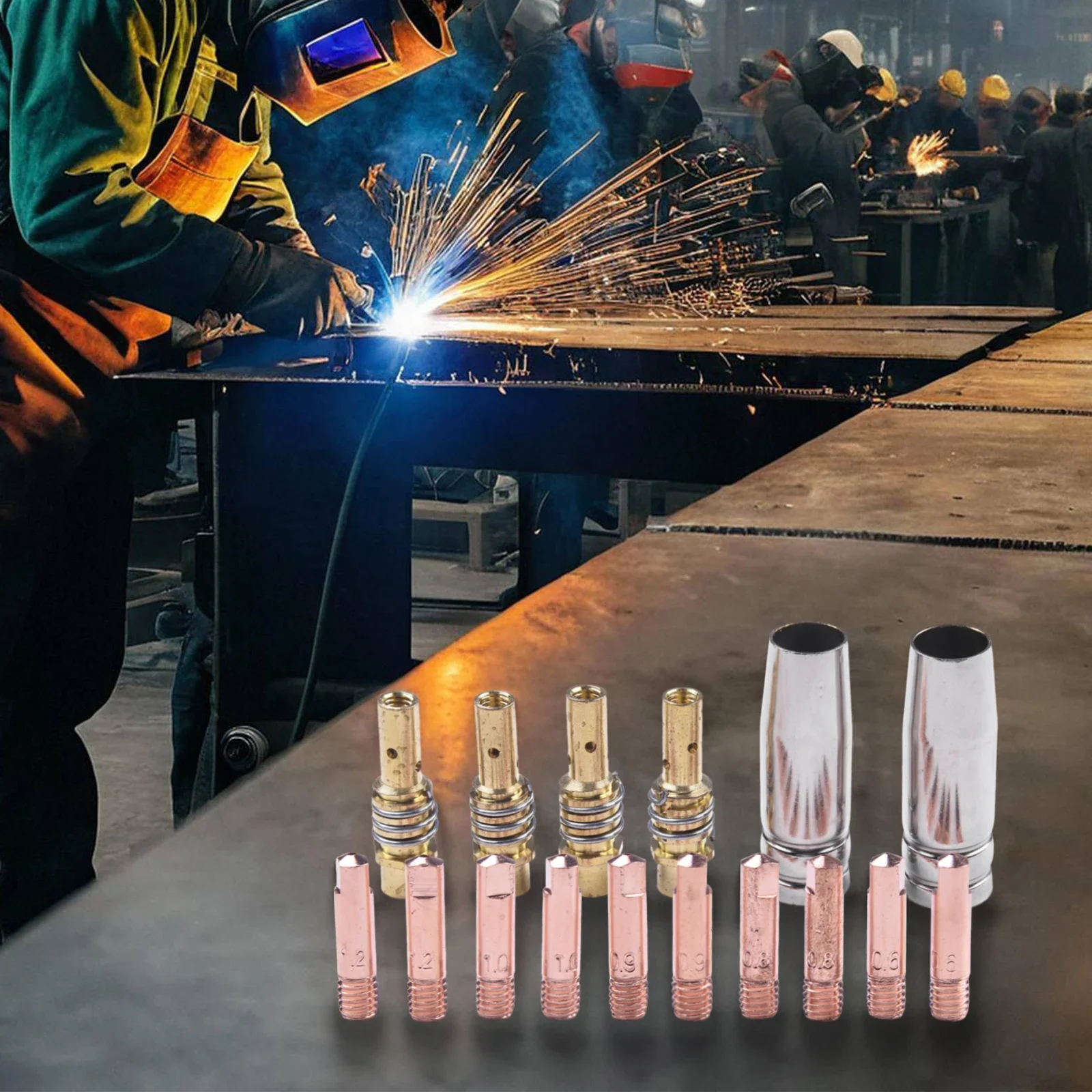 Stabilna wydajność Mig Welding Contact Tip 16PC Zestaw do Rilon Riland Jasic Mitech Chiry UNT Krpton Longetivity Berlan itp.