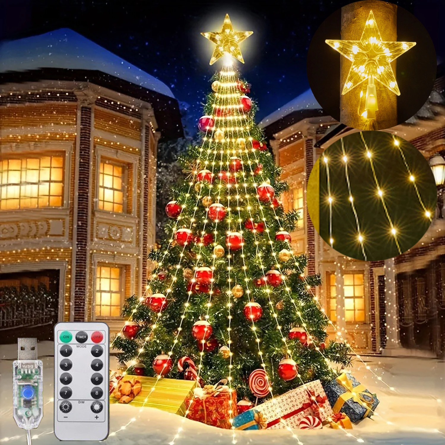 LED عيد الميلاد شلال سلسلة ضوء شجرة عيد الميلاد داخلي في الهواء الطلق جارلاند الديكور الشمسية/مصباح USB لحديقة حفل زفاف