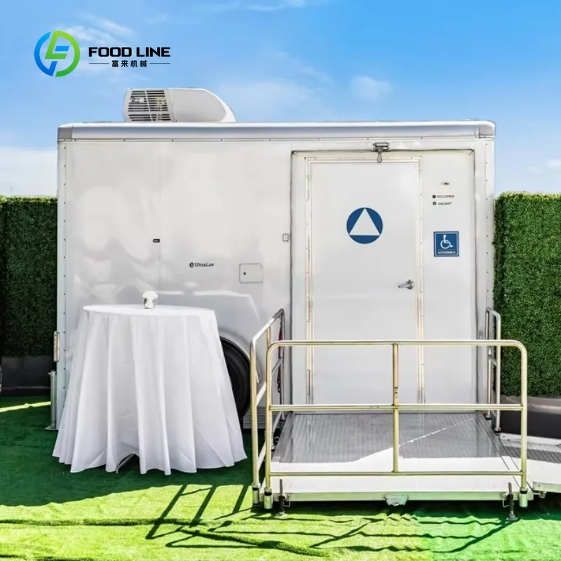 Custom Towable Restroom Trailer With Shower Sink Fiberglass Mobile Washroom For Wedding Beach Outdoor Gathering