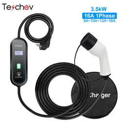 Portable EV Charger Type 2 Level 2 J1772 Type 1 EVSE 16A Current Adjustable GBT Cable with Bag for Electric Car Schuko Plug 5M