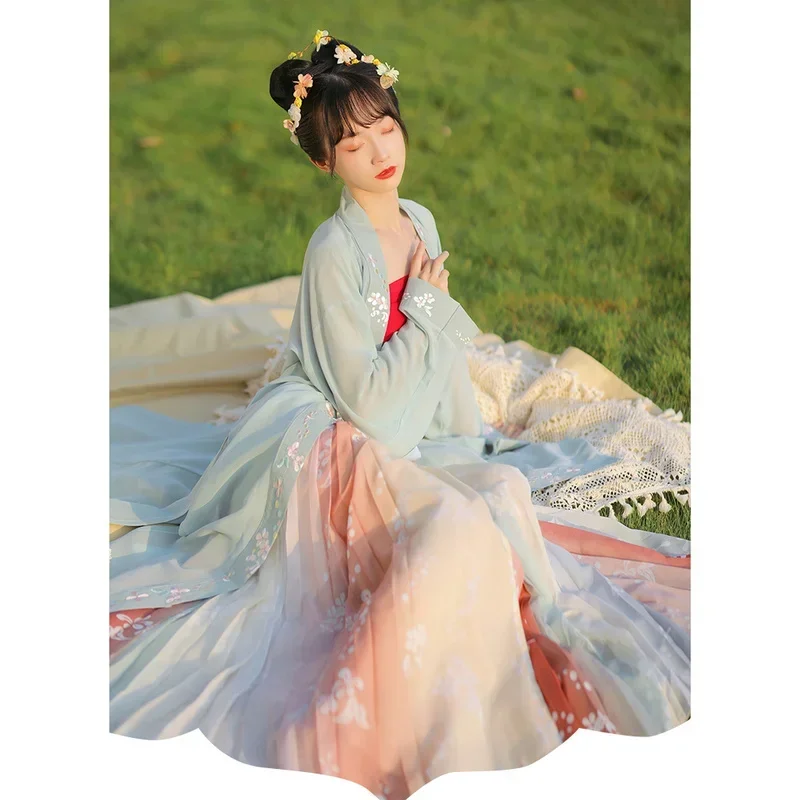 Song Dynasty Women Chinese Traditional National Hanfu Set Skirt Folk Fairy Dance Costume Clothing Lady Oriental Cosplay Clothing