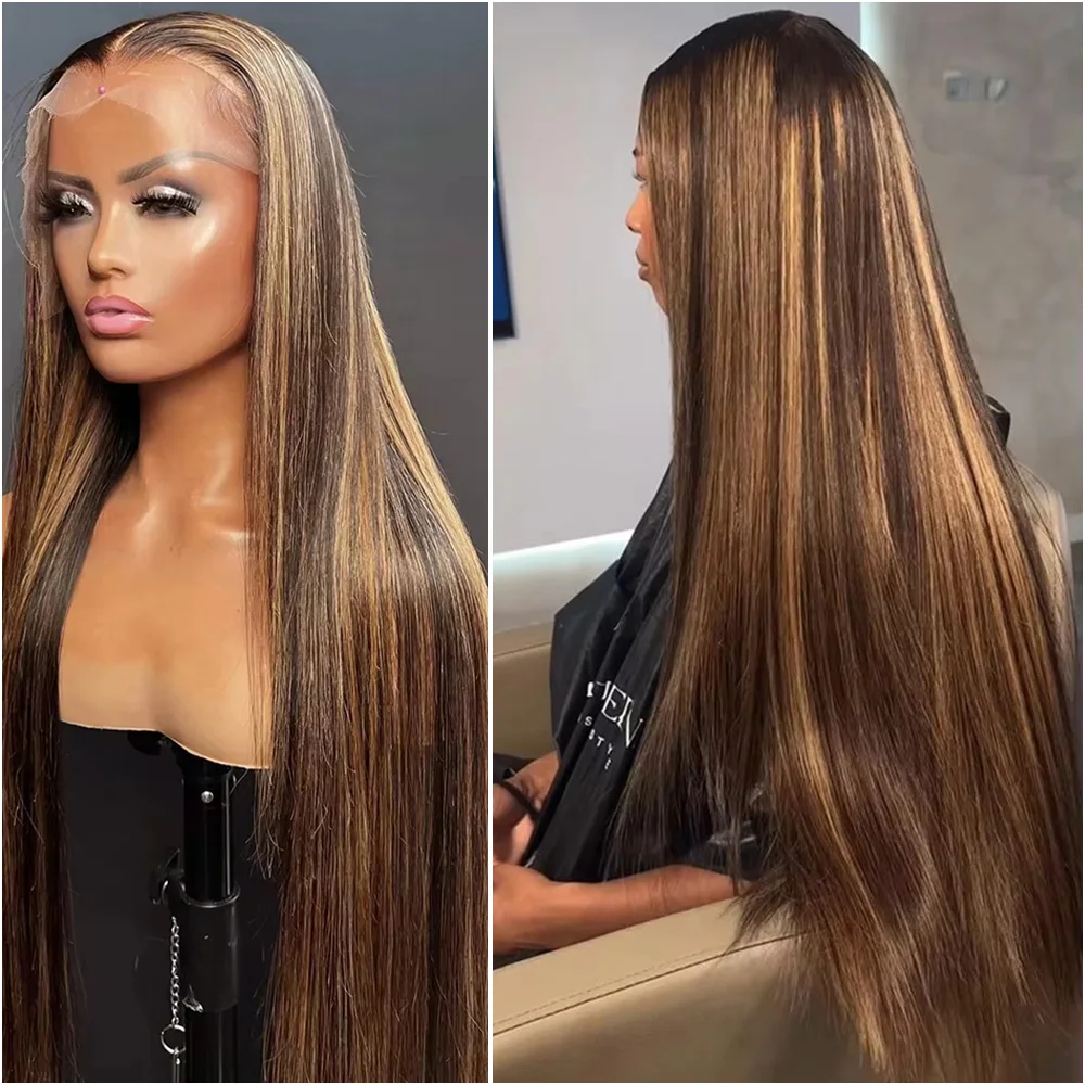 

Парик с кружевной передней частью 13x6, плотность 200%, идеально прямые волосы, парик с кружевной передней частью 13x4 HD с прозрачным кружевом, с мелированием 4/27, 100% натуральные волосы, предварительно вычесанные