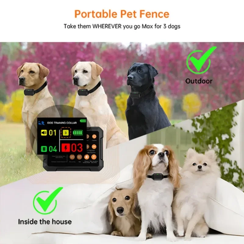 3in1 High Precision Radar Wireless Fence System Up to 1 Acre, Real-Time Distance Monitoring, Indoors Outdoor For Dogs 20-110lbs