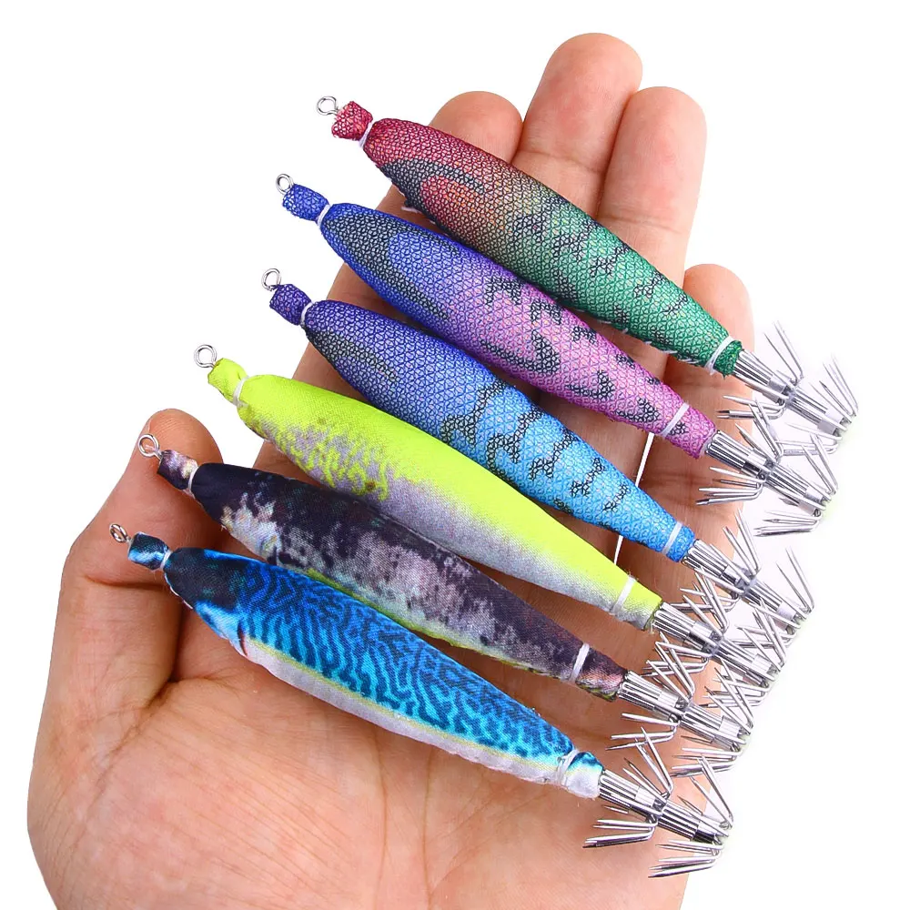 5 Stück 10,5 cm Leuchtende Horizontale Tintenfisch-Trolling-Köder, Leuchtende Tintenfisch-Jigs, Salzwasser-Tintenfisch-Garnelen-Köder, Angelzubehör, Tintenfischköder