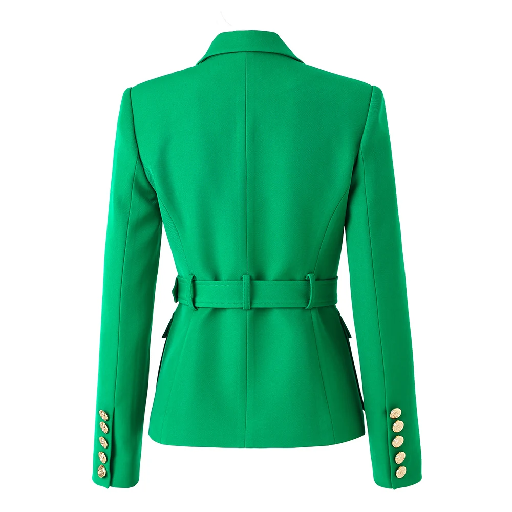 Hot Selling American Style Fresh Spring Pocket Design Women Street Green Blazer with Blet Quality Lady Slim Jackets