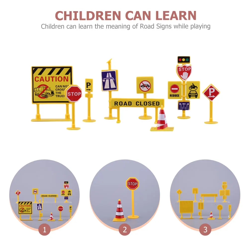 لعبة علامات الطريق المصغرة للأطفال، لعبة تعليمية للأطفال، لعبة التظاهر في الشارع