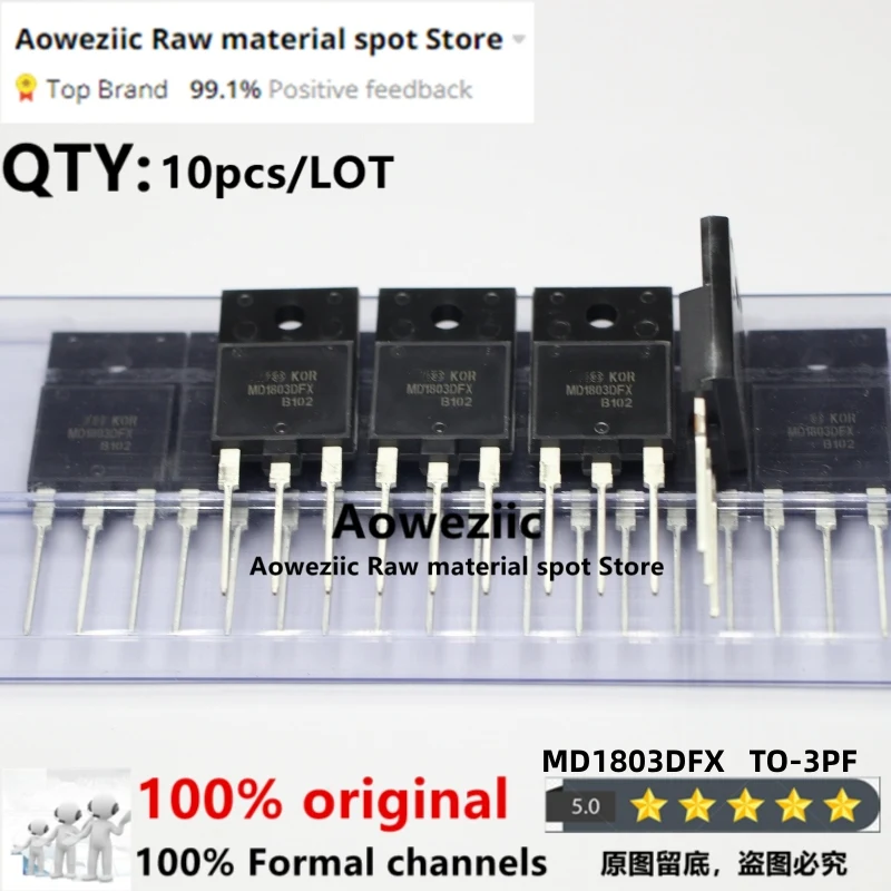 Aoweziic-Transistor Original MD1802FX MD1803DFX TO-3PF NPN 100% V 10A, 1500 nuevo, importado