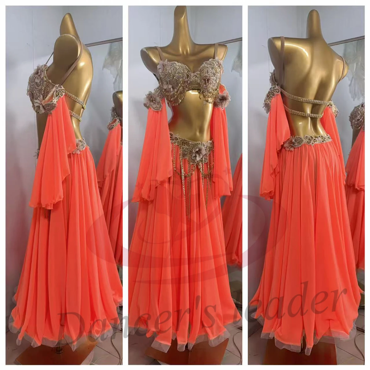 Latin Dance Adult Children'S Dress Rhinestone High-End Custom Split Style Belly Dance Tango Female Adult Professional Clothing