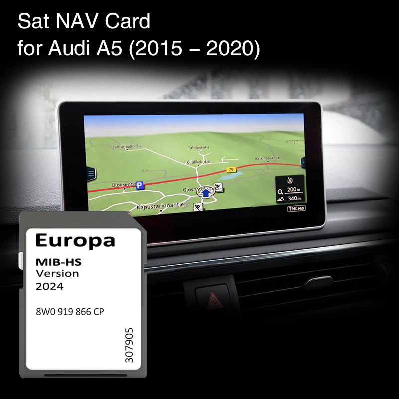 

2024 Update Europe UK Maps 8W0919866CP for Audi A5 2015-2020 Vehicle SD GPS Card 16GB MHS2 MIB-HS Navigation