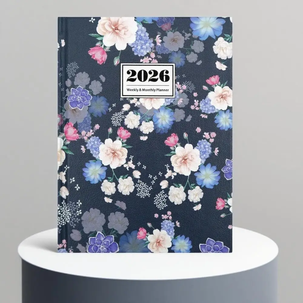 

English 2026 Schedule Planner Notepad 12 Months Efficiency To-do List Notebook PU Leather Cover Simple Diary Writing Pads