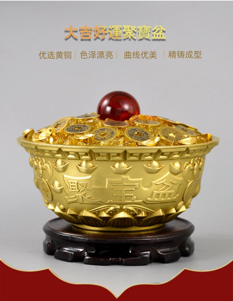 Southeast Asia HOME Exorcise evil spirits talisman Company SHOP Recruit money GOOD LUCK Crystal FENG SHUI Copper treasure bowl