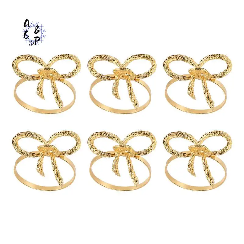 A68P-Butterfly Napkins Rings Set Of 6, Gold Napkin Rings Holder For Wedding Christmas Family Gathering Table Decoration.