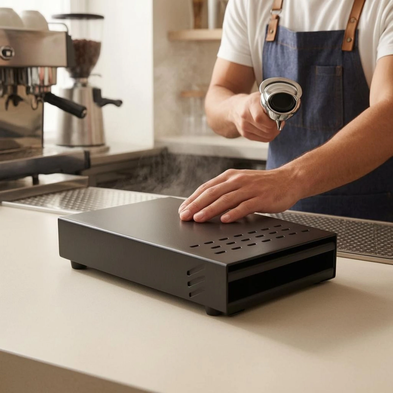 

Drawer Coffee Knock Box Slimline Espresso Knock Box Coffee Grounds Container Rectangular Espresso Waste Container Easy to Clean