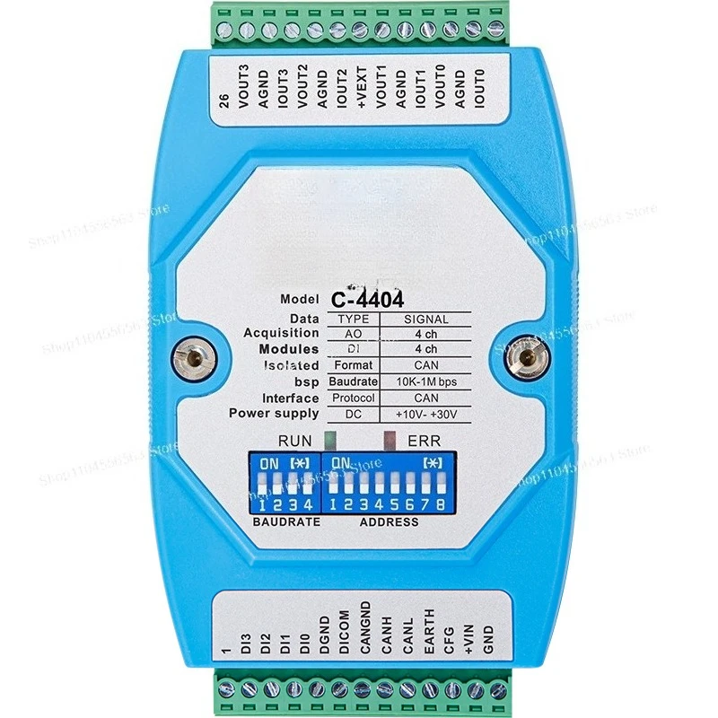 CAN Bus to Analog Output Module, 4-20mA 0-10V with Digital I/O & CANFD