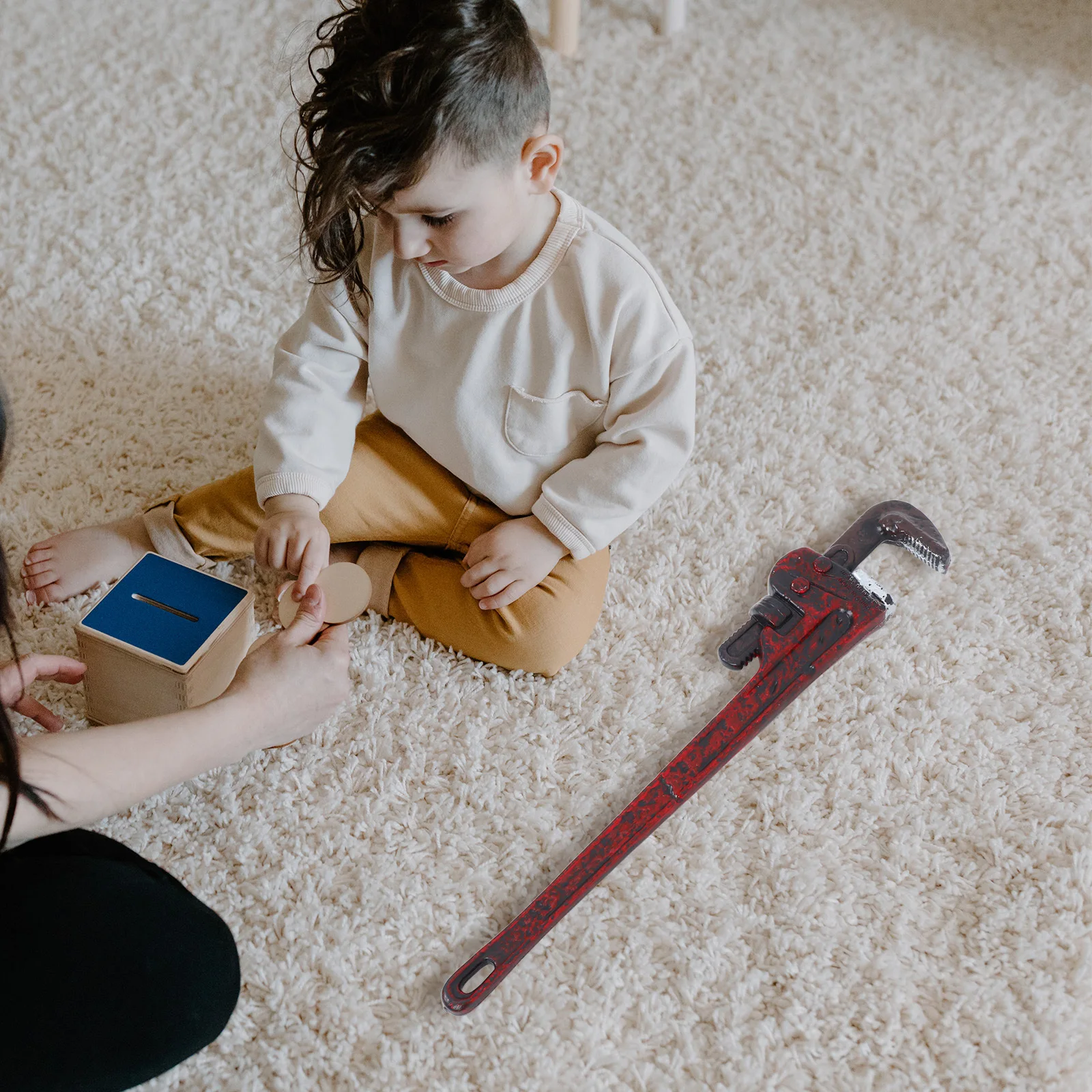 子供用シミュレーションスパナ ごっこ遊び用のリアルなプラスチックレンチ メンテナンスツール ロールプレイング コーディネーションスキル