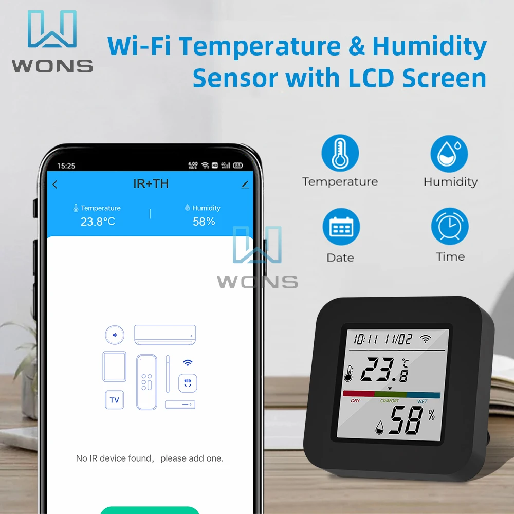 Tuya Smart Universial IR Remote Control with Temperature Humidity Sensor for TV /Air Conditioner Work Sharing with Family Member