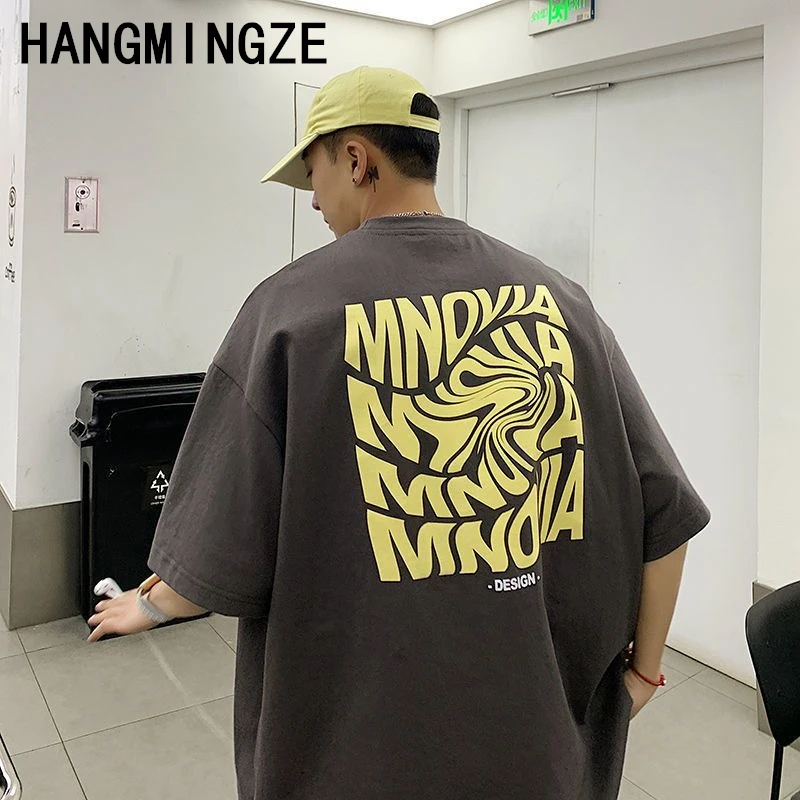 American 260GSM Printed T-shirts Men Oversized Summer Cotton Short Sleeve Tees Ins Male Top Streetwear Versatile Couple Clothes