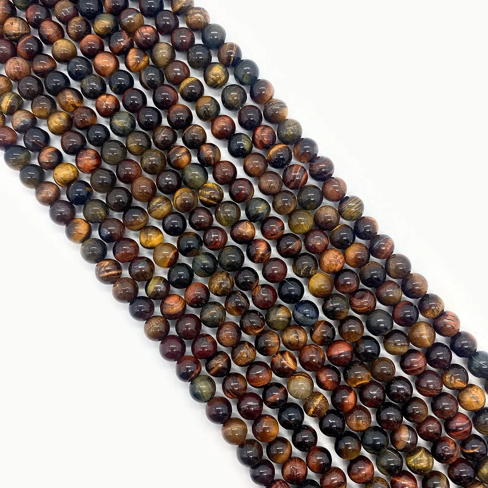 سحر كلاسيكي عين النمر الطبيعي مصقول الخرز المستديرة مع ثقوب مستقيمة فضفاضة أنيقة الخرز اليدوية مجوهرات اكسسوارات #4