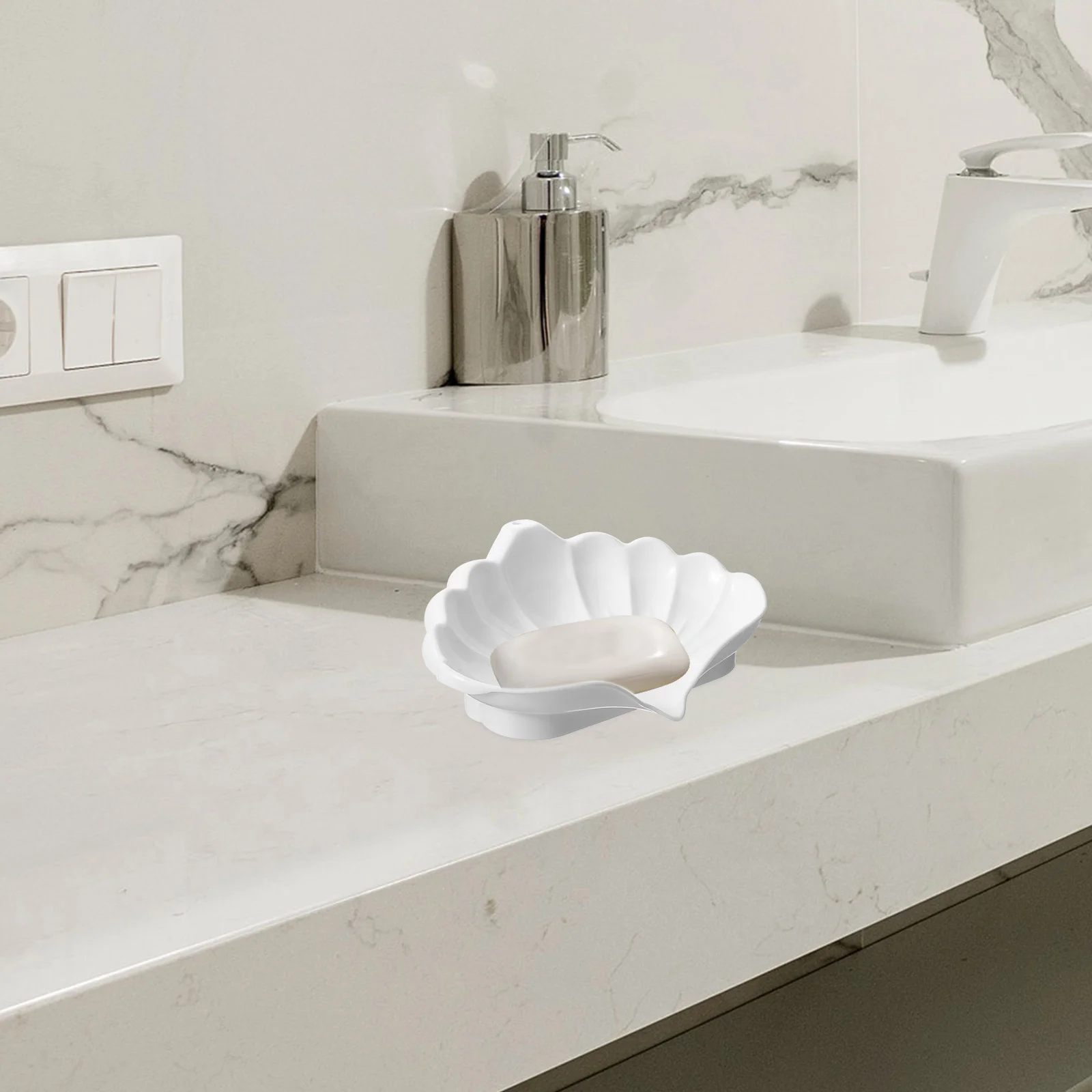 Tray Shell Soap Dish Convenient Plate Toilet Holder Set Multi-function White Small Container