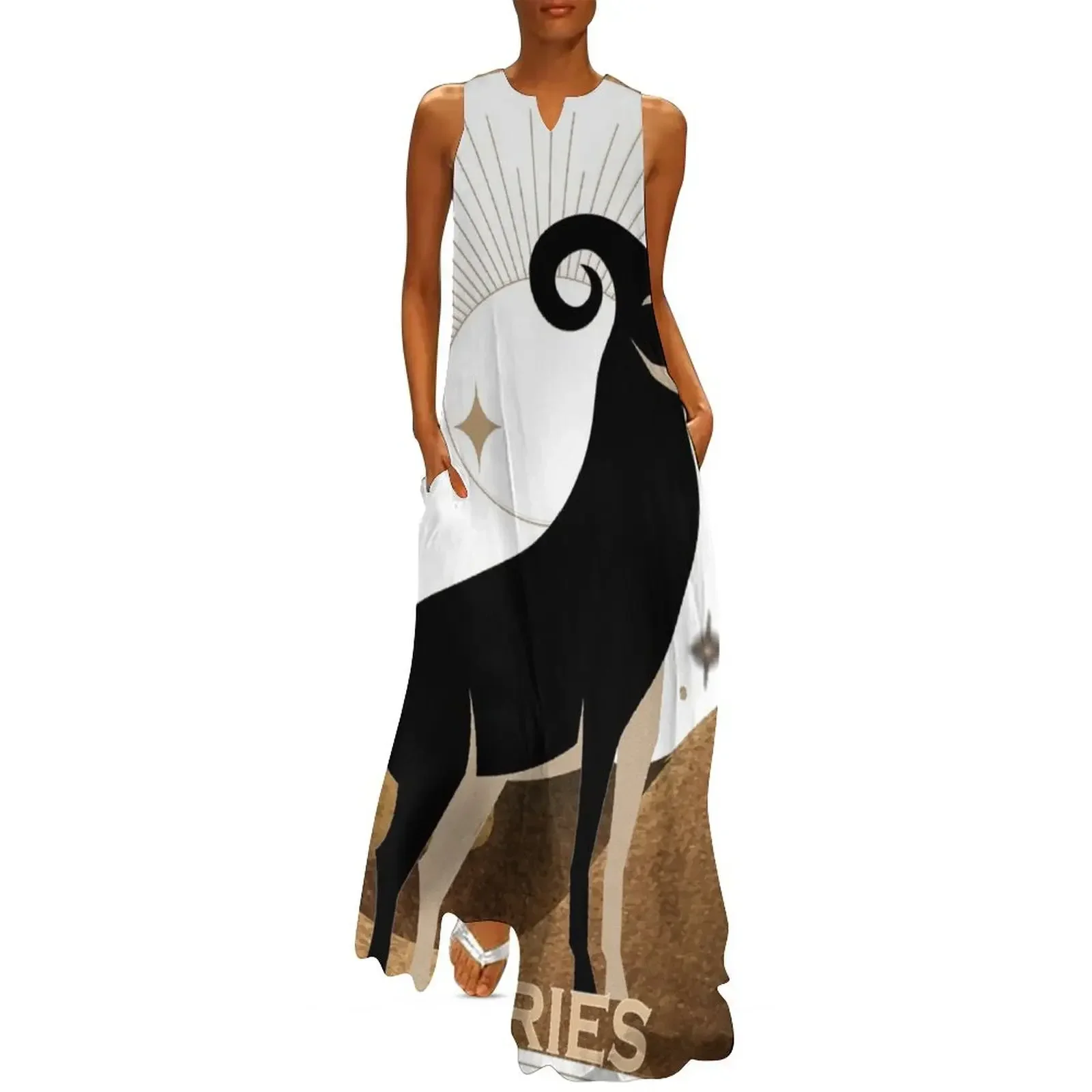

Aries Zodiac Sign Long Dress festival outfit women summer dress daily Dress for girls