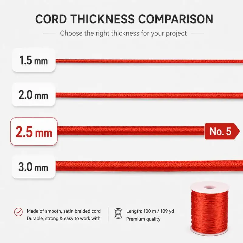 1~2roll Satin Rattail Cord 24Yards for Chinese Knot, Macrame Jewelry Making, Trim Craft String, Soft Ribbon