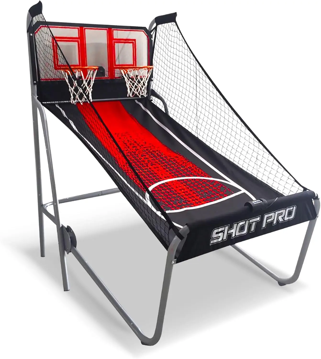 

81-дюймовый двойной баскетбольный аркадный автомат с LED-дисплеем для подсчета очков, складной конструкцией, прочной стальной рамой, 8 режимами - черная отделка