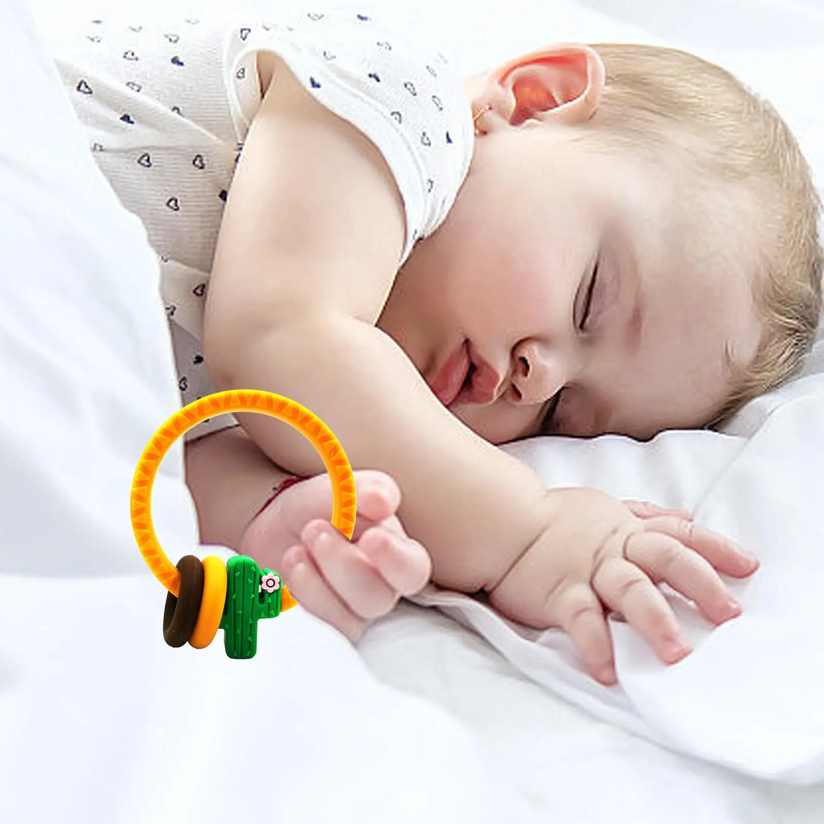 ألعاب التسنين للأطفال سوار التسنين من السيليكون حلقة المضغ مع حبات الموت للأطفال الأولاد الصغار غرفة نوم المنزل والسفر في الأماكن المغلقة