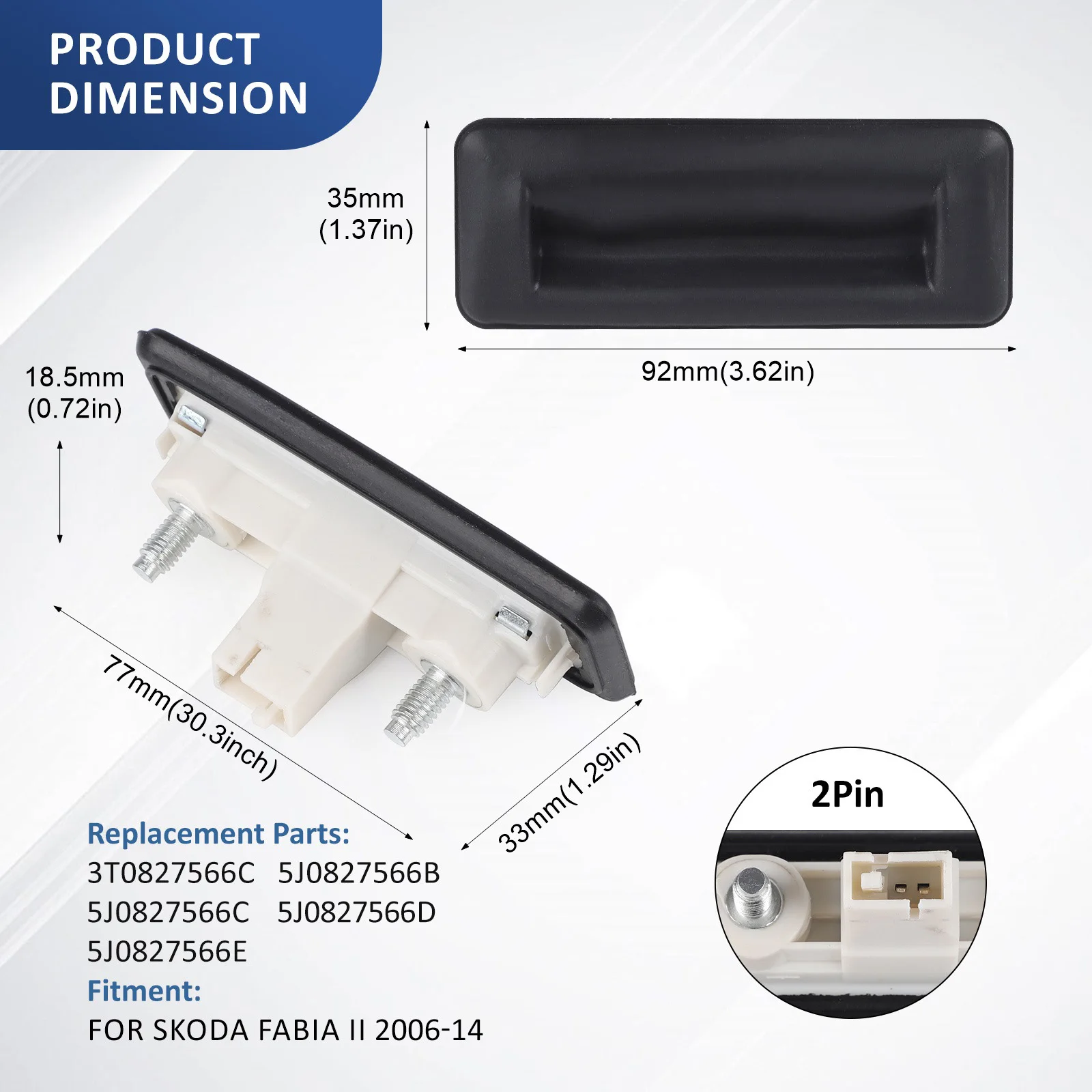 

OEM Original Right Rear Trunk Lock Release Handle Switch For Skoda Superb 2008-2015 3T0827566C 3T0 827 566 C