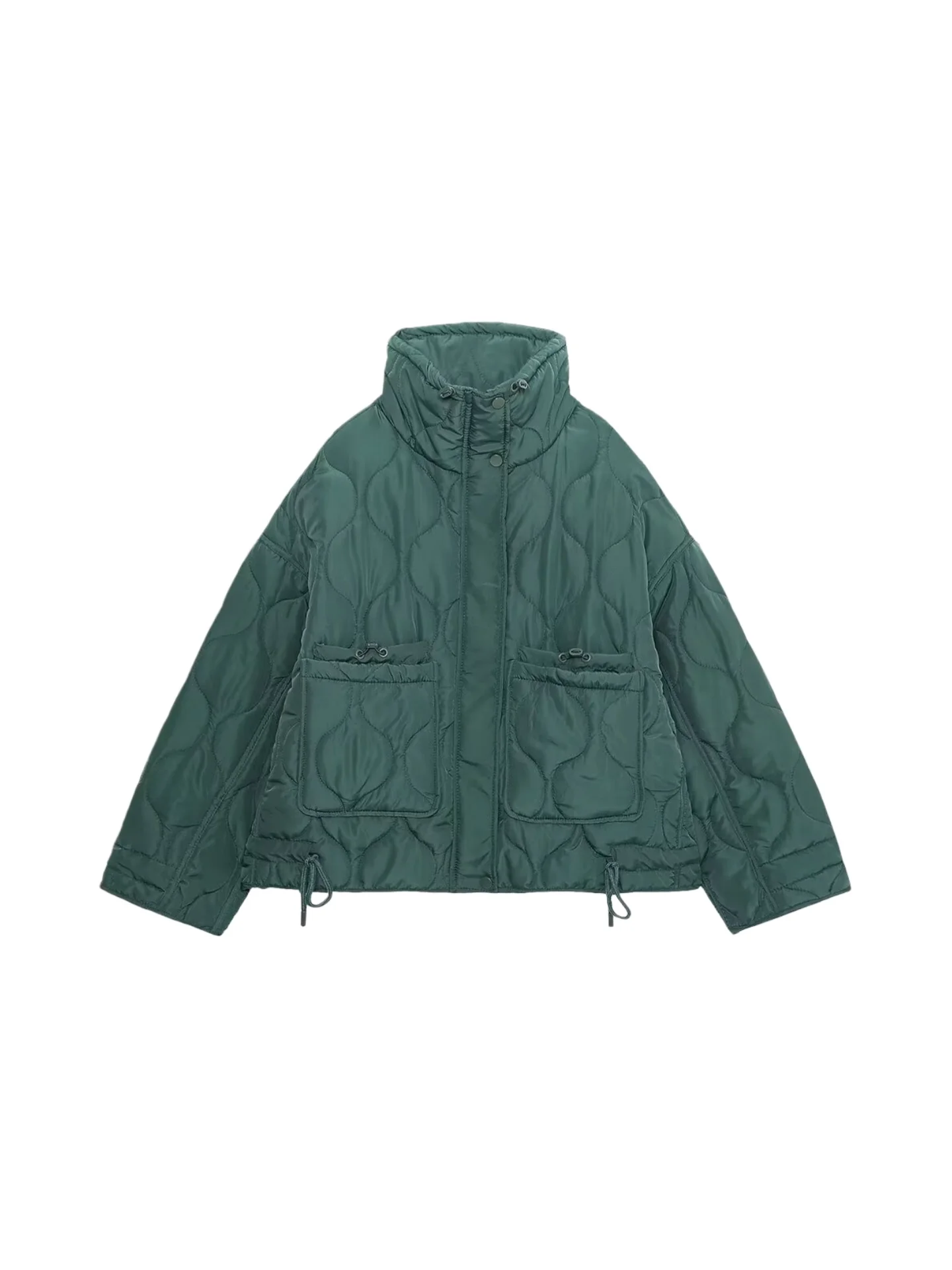 Frühling 2026 Damen-Mantel mit lockerer Passform, leichte Baumwolle, Jaet-Rautenmuster, Stehkragen, lässig, Pendeln, lang, Sve Zi...