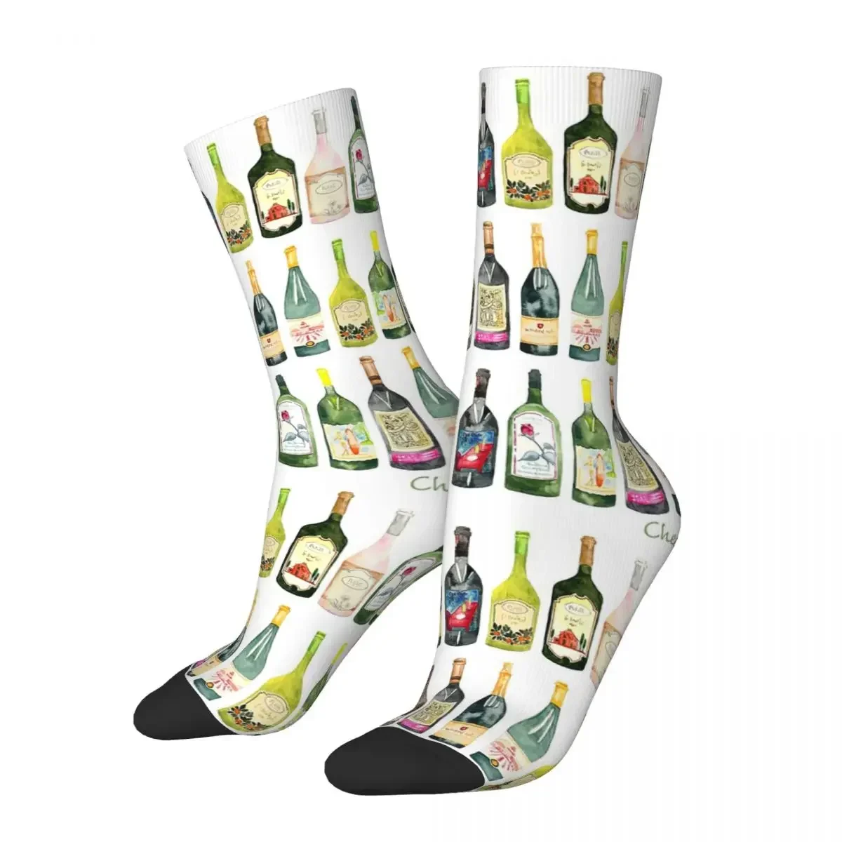 Cheers Wine Bottles Socks Harajuku High Quality Stockings All Season Long Socks Accessories for Man's Woman's Birthday Present