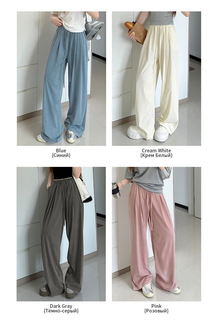 Damen-Jeans mit geradem Bein, Hose aus Lyocell-Stoff mit elastischem Bund, locker geschnittene Hose, schmal geschnittene, weit geschnittene Hose für den Alltag. – Detail 2