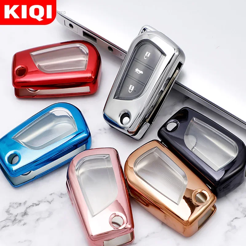 Soft TPU Flip Key Case Cover Shell Keychain for Toyota Avensis Auris Camry Corolla IM RAV4 Verso Yaris Aygo Scion Protector