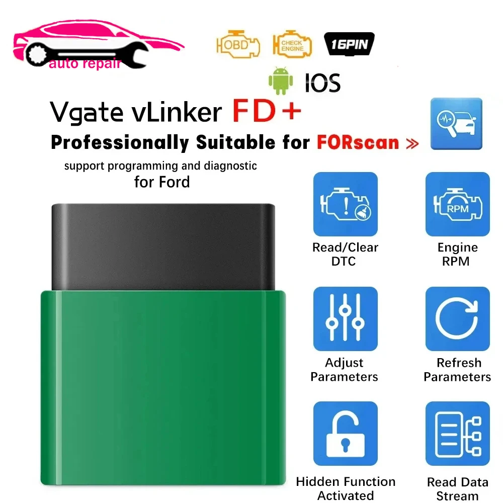 Vgate vLinker FD ELM327 FORScan для Ford wifi Bluetooth 4.0 OBD2 Автомобильный диагностический инструмент OBD 2, сканер J2534 PK ELM 327 V 1 5